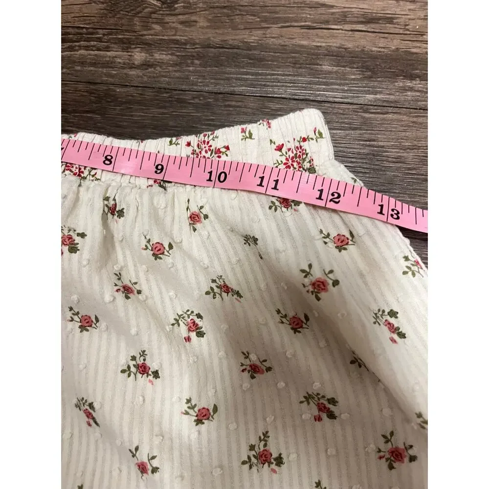 Cream Floral Tiered Maxi Skirt XS Cottagecore Prairie Coquette Y2K Ditsy Boho